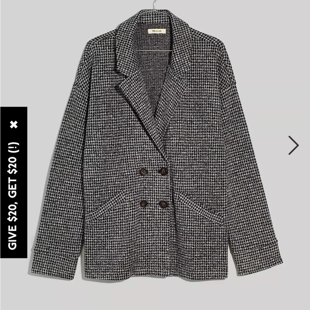 Madewell Brushed Knit Redford Blazer in Houndstooth Check NWT